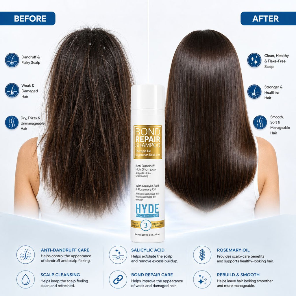 HYDE NOTHING Bond Repair Anti Dandruff Hair Shampoo – Salicylic Acid & Rosemary Oil (300ml)