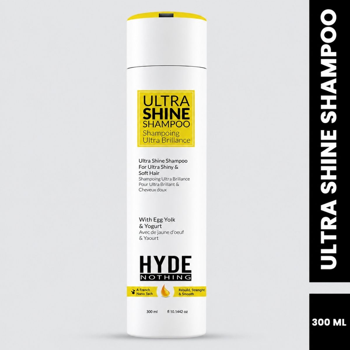 Ultra Shine Shampoo 300ml with Egg Yolk & Yogurt, Rebuild, Strengthen & Smooth | French Nano Tech | For Ultra Shiny & Soft Hair